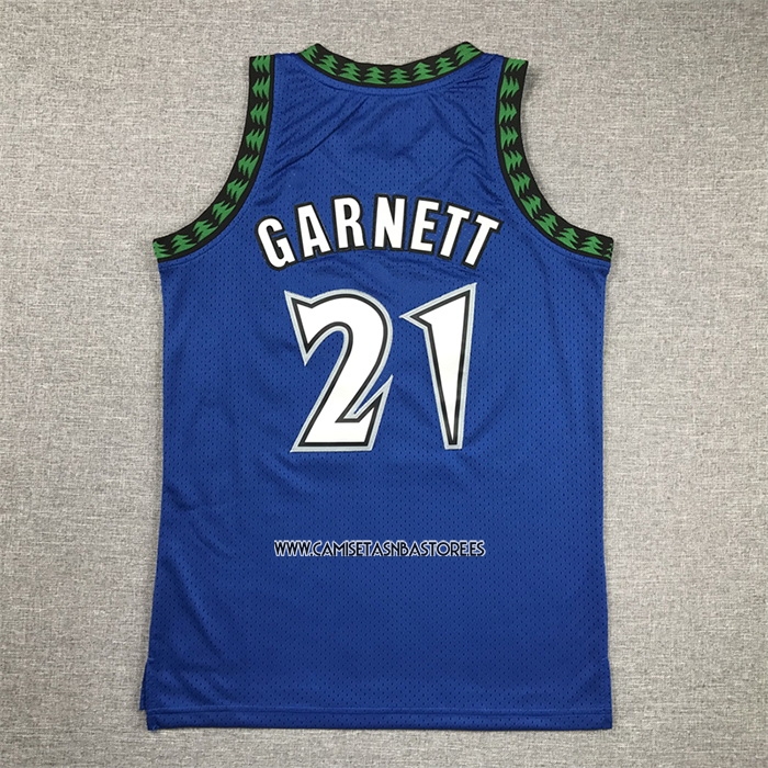 Kevin Garnett NO 21 Camiseta Nino Minnesota Timberwolves Hardwood Classics Throwback 2003-04 Azul